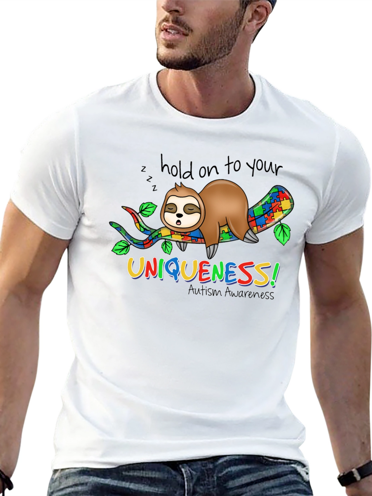 Uniqueness Autism Awareness Sloth T-Shirt