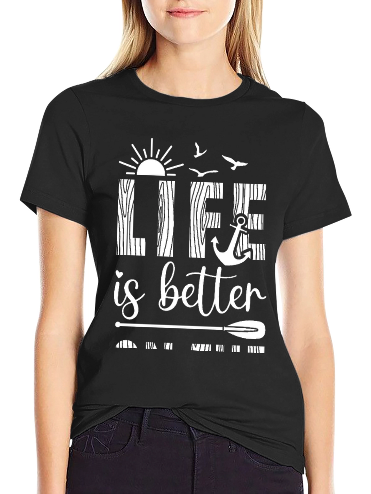 Life is Better Black Graphic T-Shirt