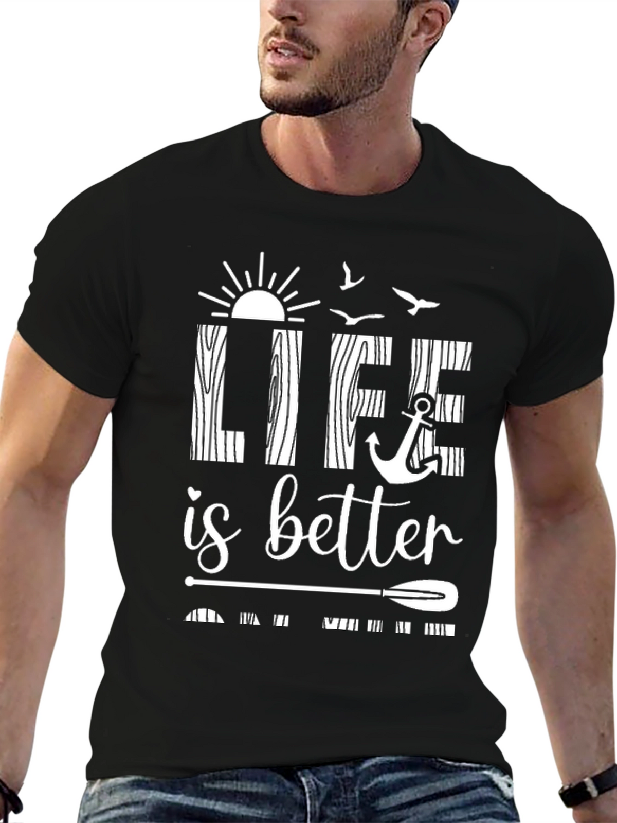 Life is Better Black Graphic T-Shirt