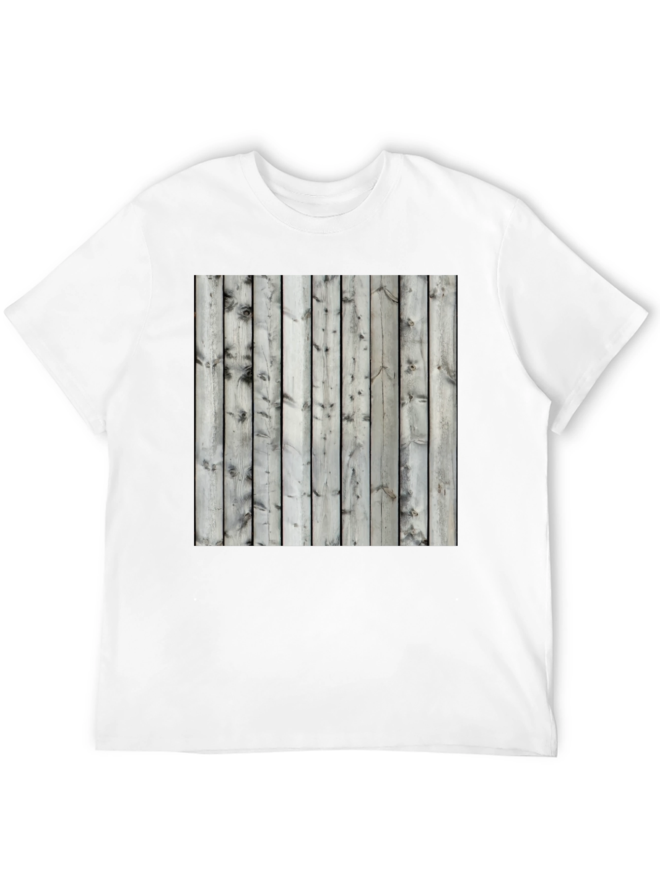 Wooden Fence Print Tee - Black Casual T-Shirt
