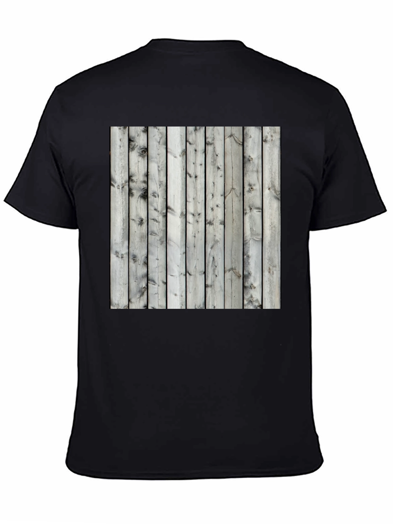 Wooden Fence Print Tee - Black Casual T-Shirt