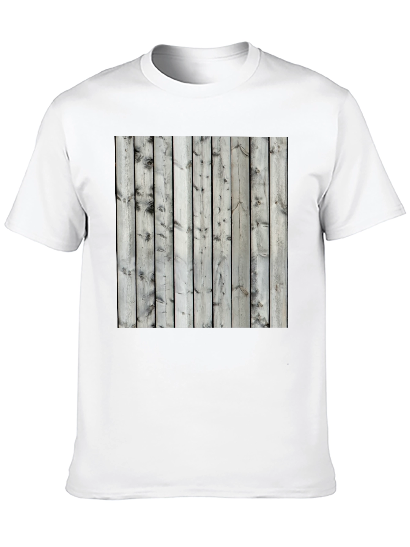 Wooden Fence Print Tee - Black Casual T-Shirt