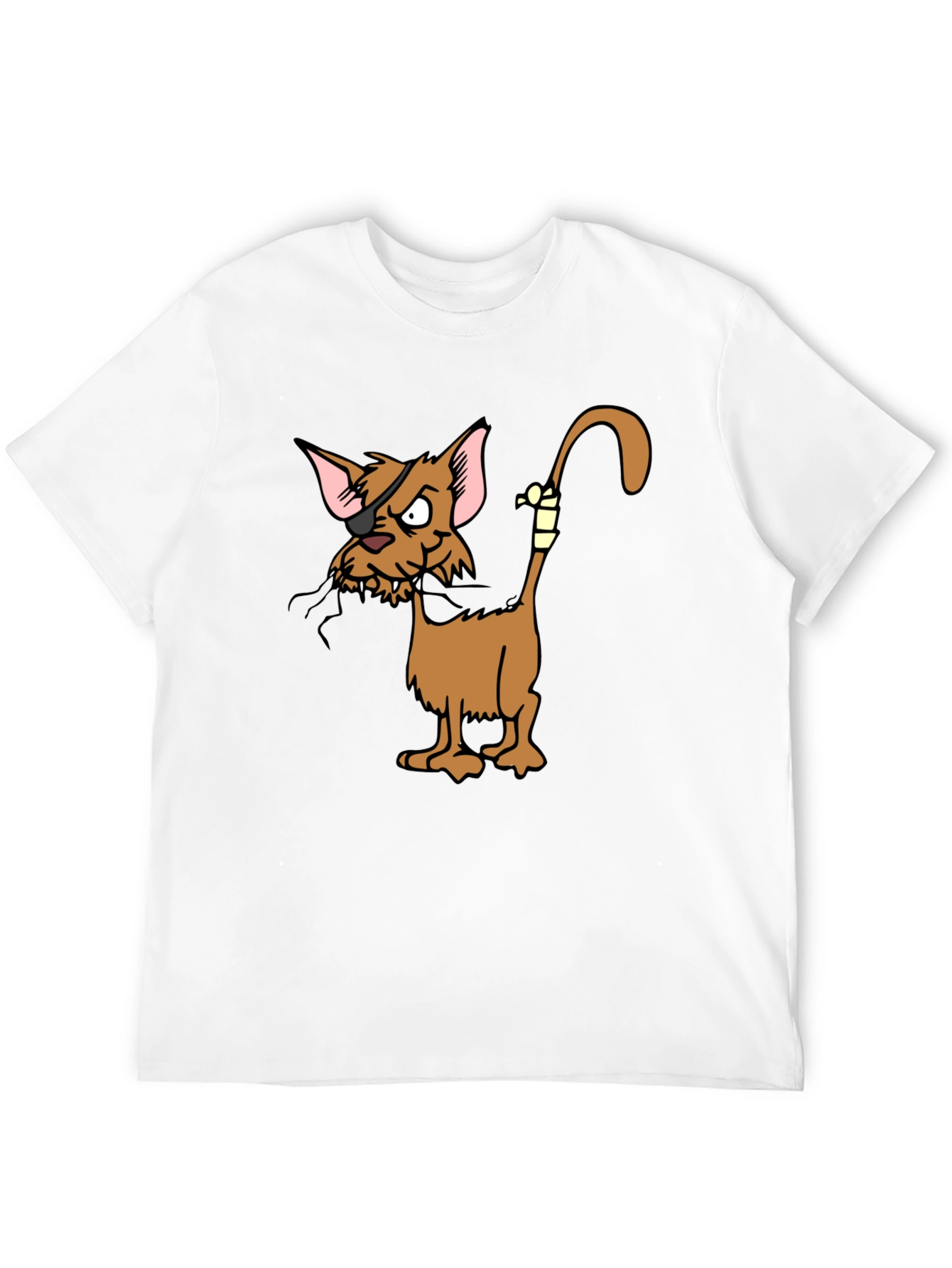 Pirate Cat Cartoon Graphic Black T-Shirt