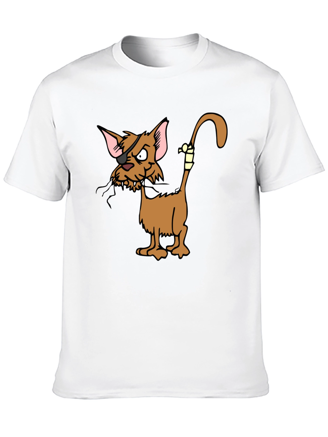 Pirate Cat Cartoon Graphic Black T-Shirt