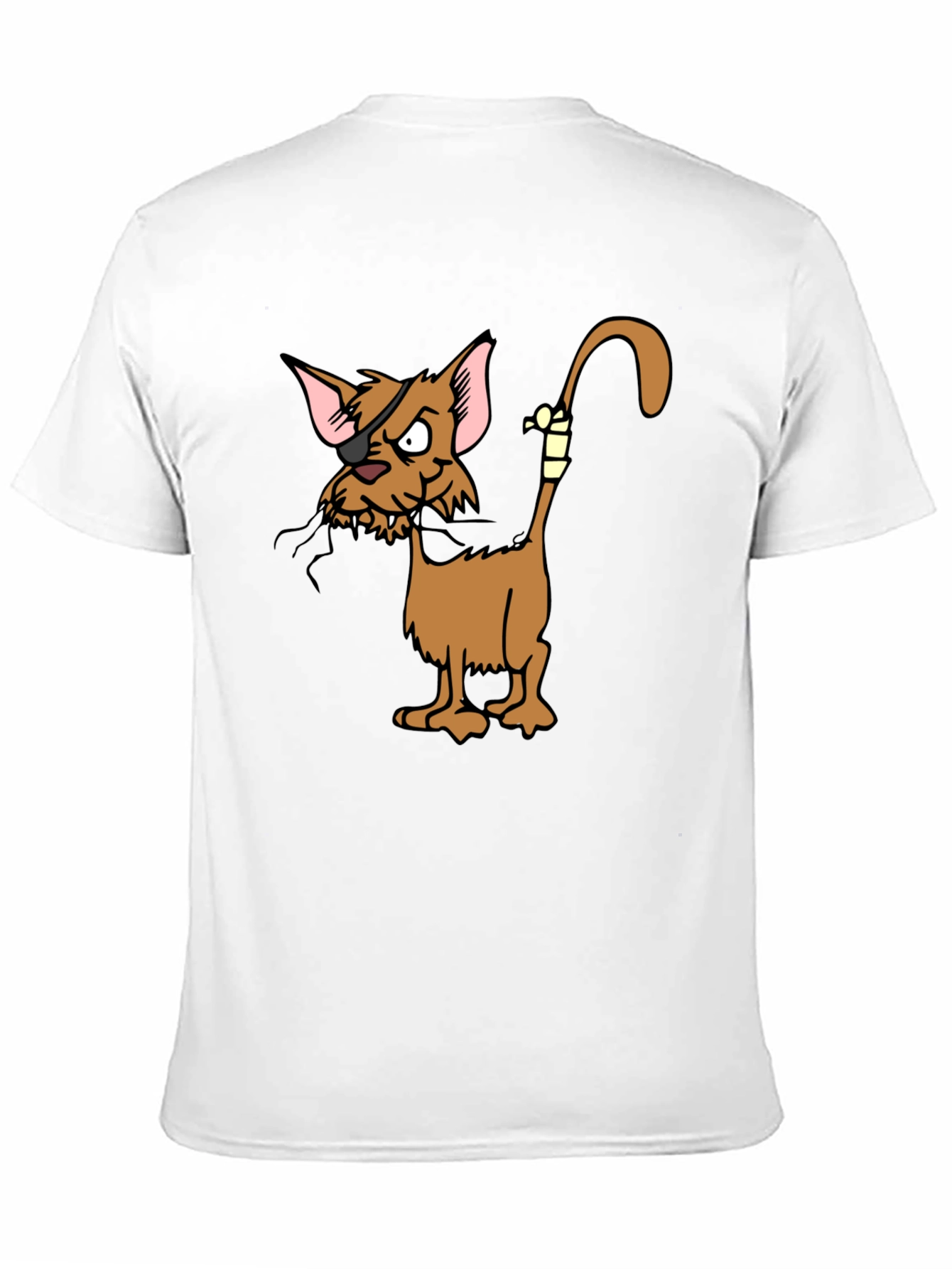 Pirate Cat Cartoon Graphic Black T-Shirt