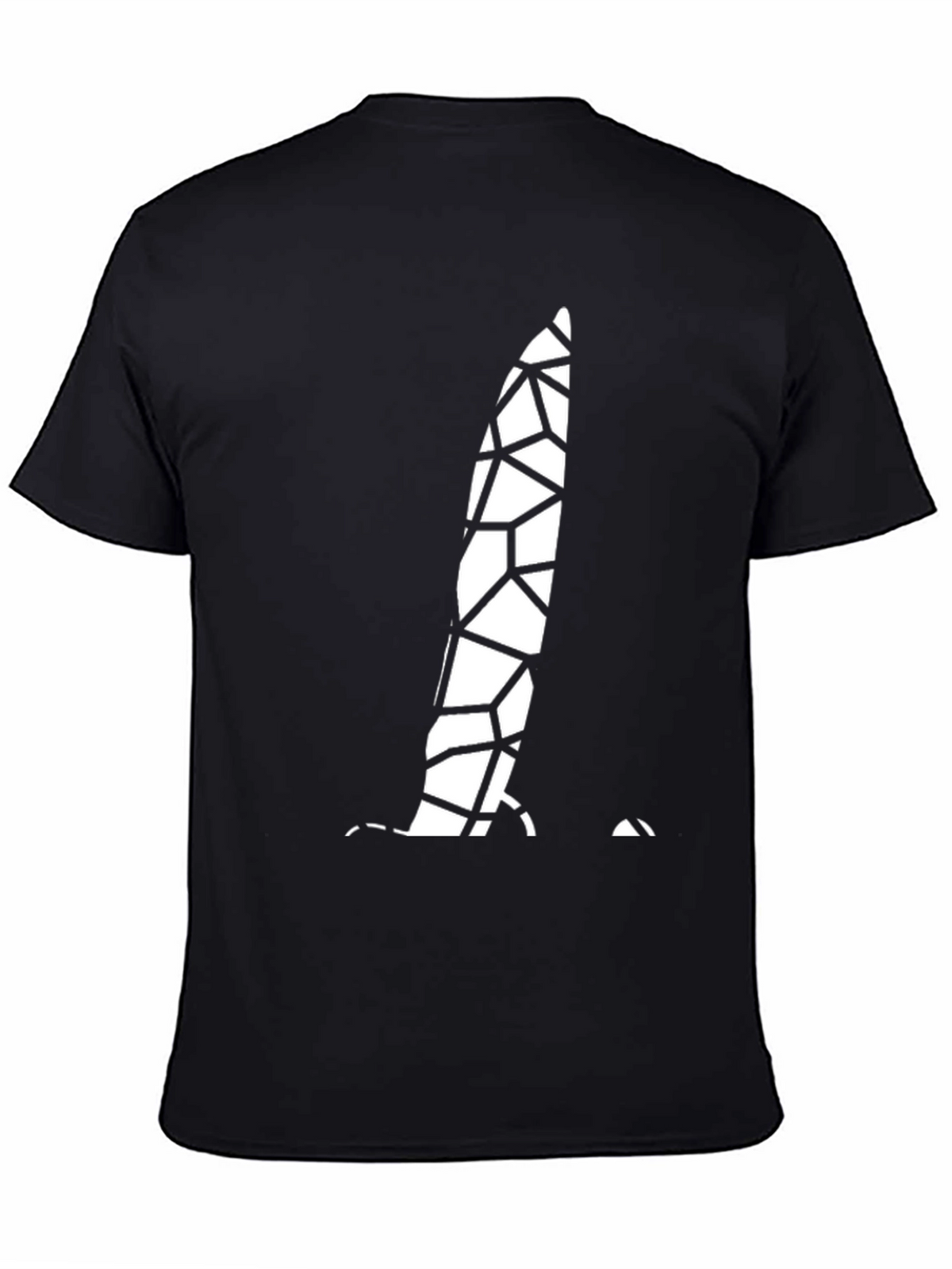 Geometric Cracked Design Black T-Shirt