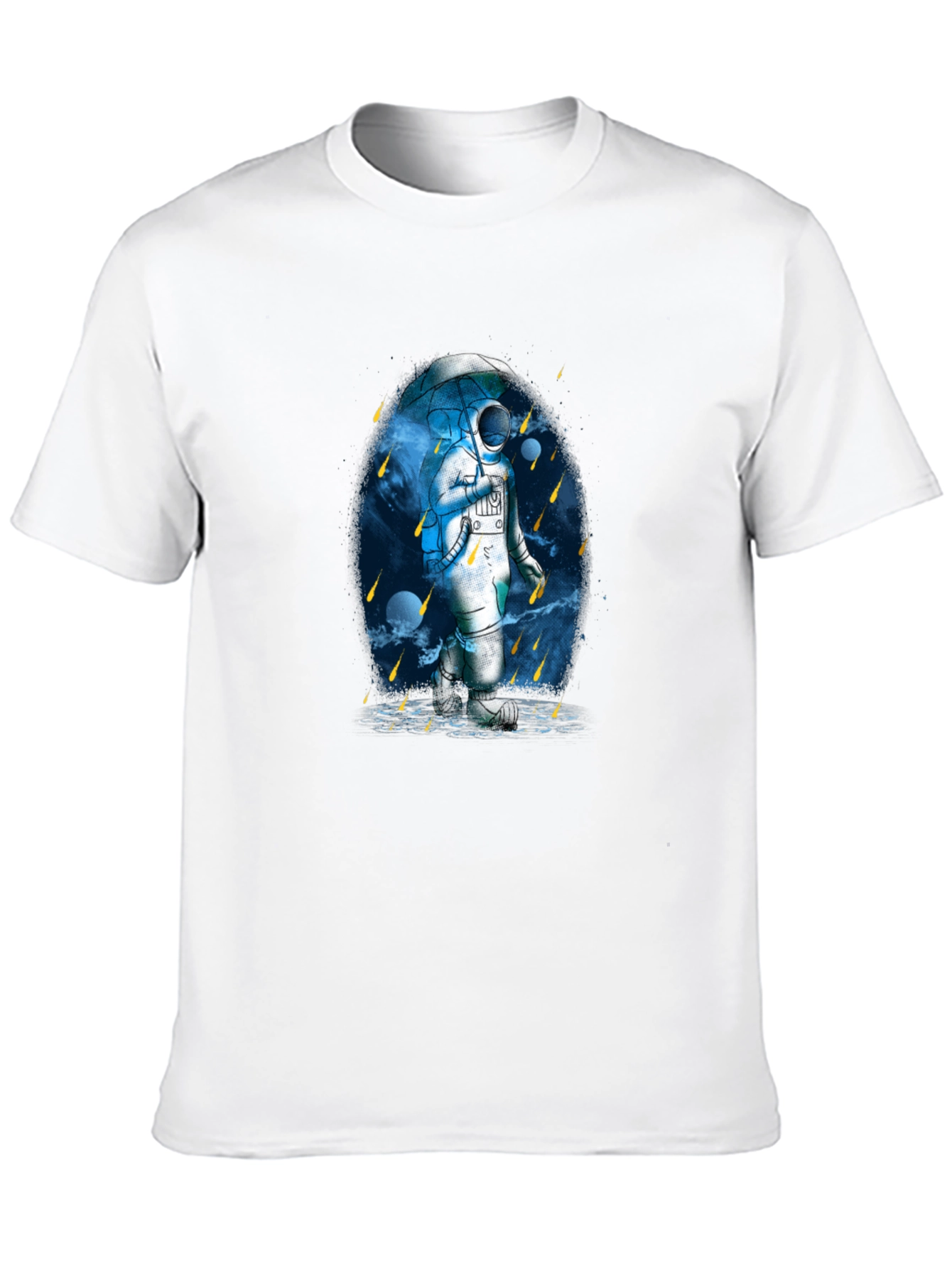Astronaut Umbrella Graphic Tee - Black Cotton Blend