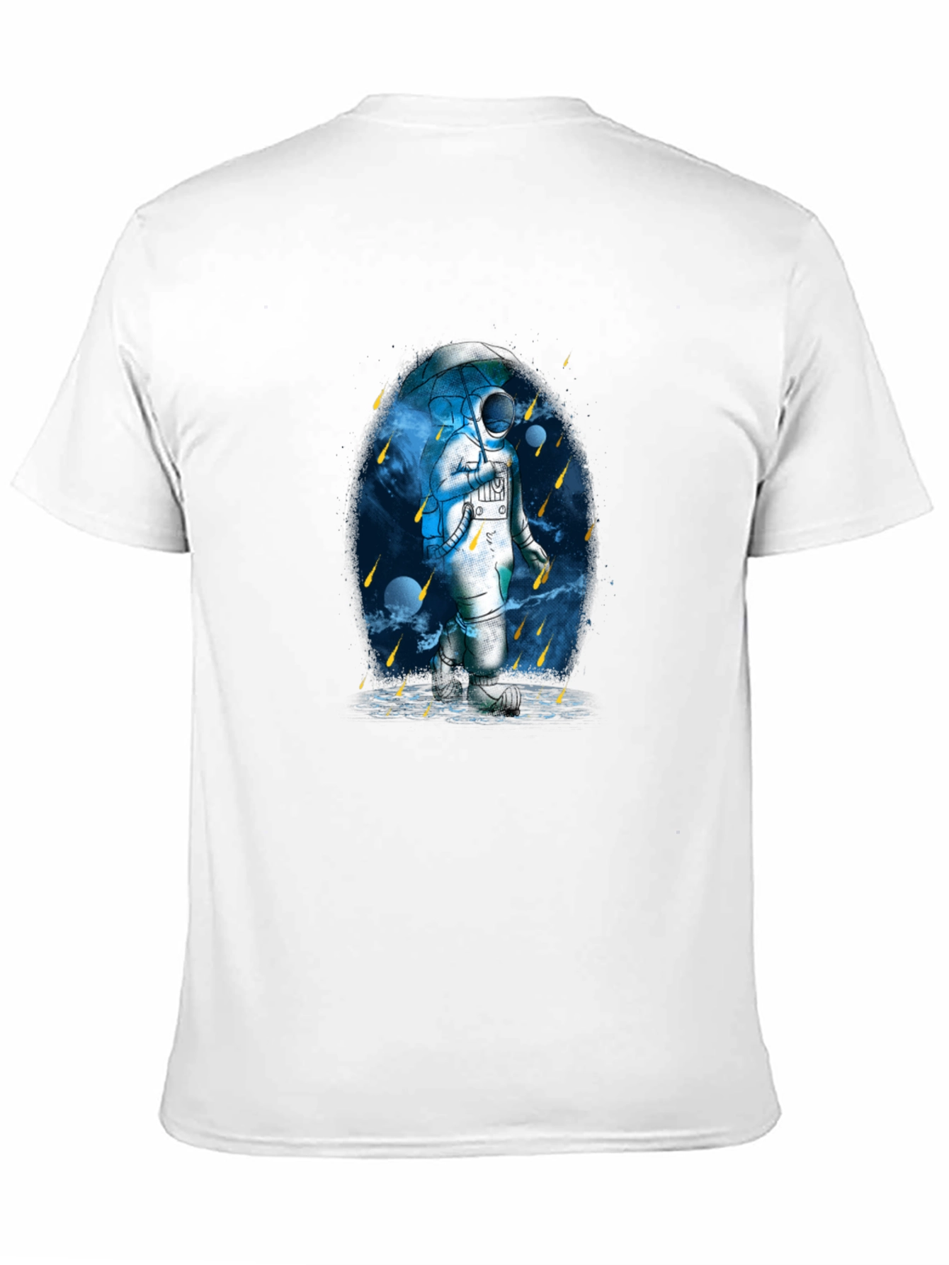 Astronaut Umbrella Graphic Tee - Black Cotton Blend