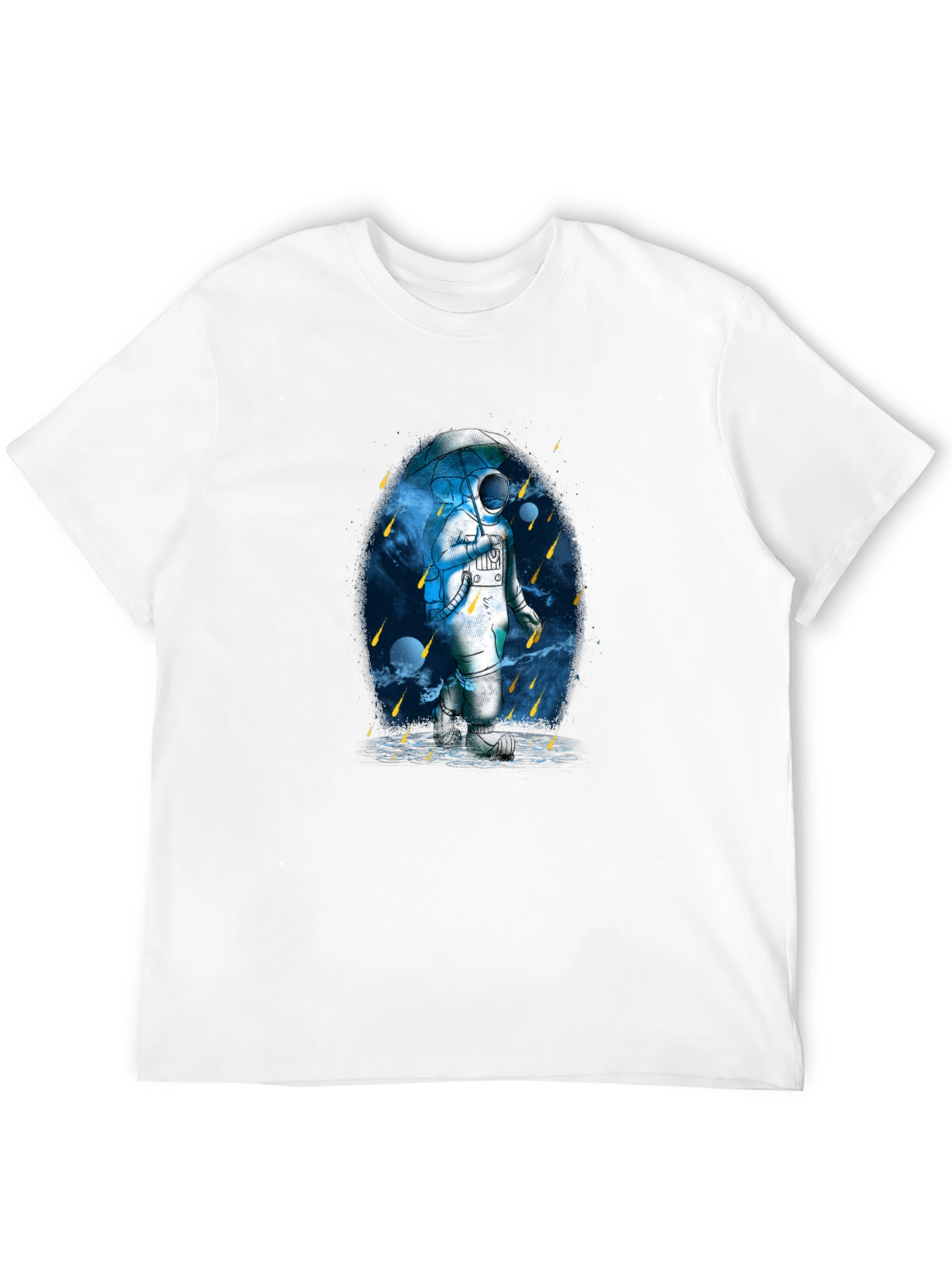 Astronaut Umbrella Graphic Tee - Black Cotton Blend