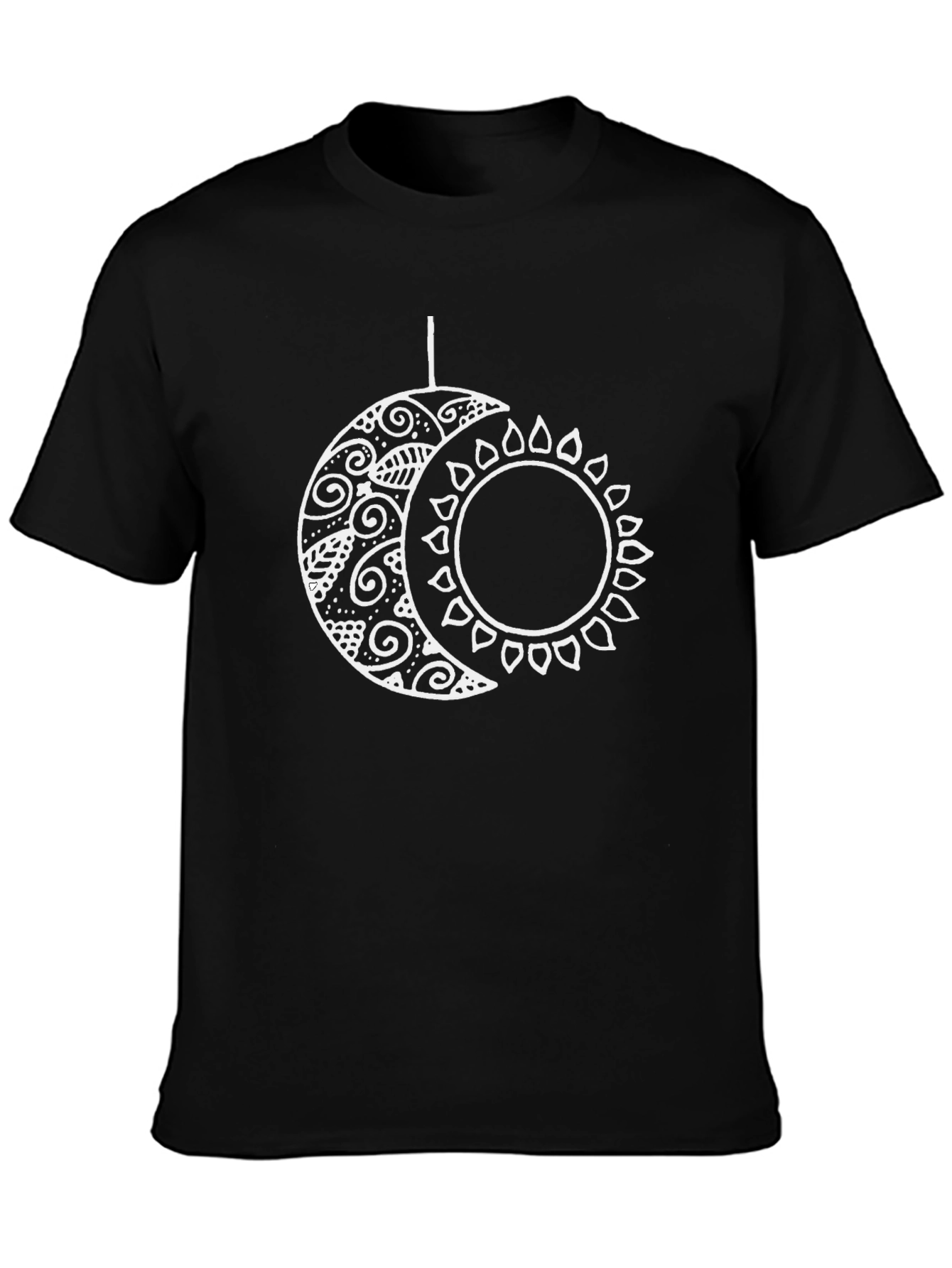 Celestial Sun and Moon Graphic T-Shirt - Black