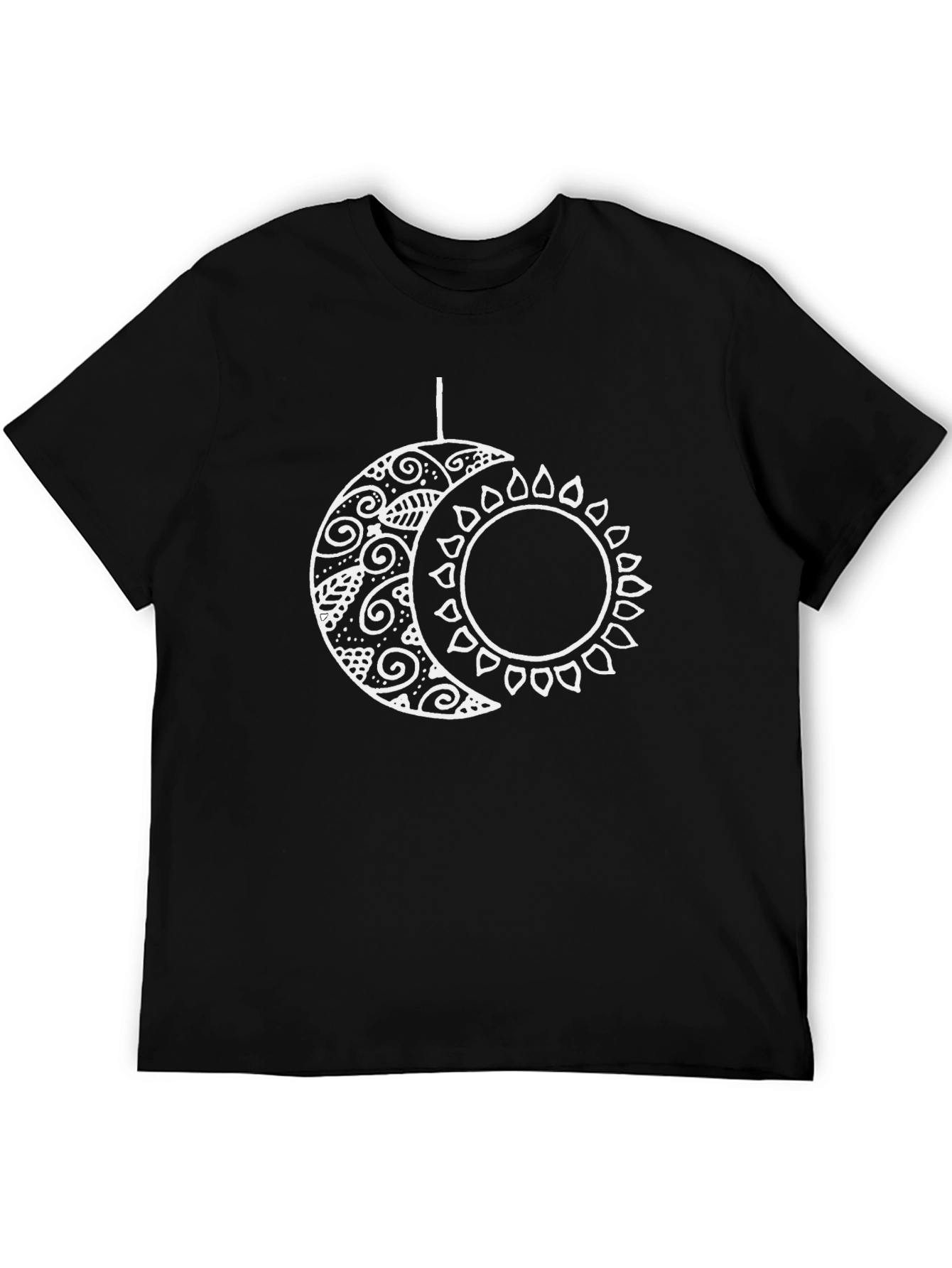 Celestial Sun and Moon Graphic T-Shirt - Black