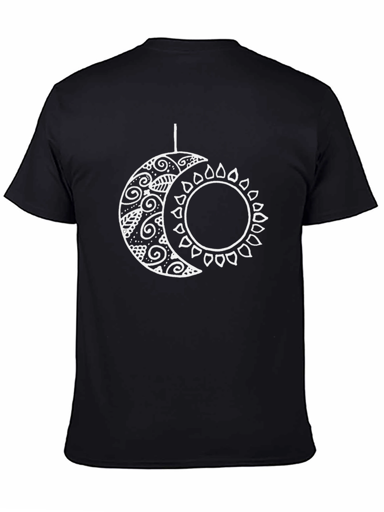 Celestial Sun and Moon Graphic T-Shirt - Black