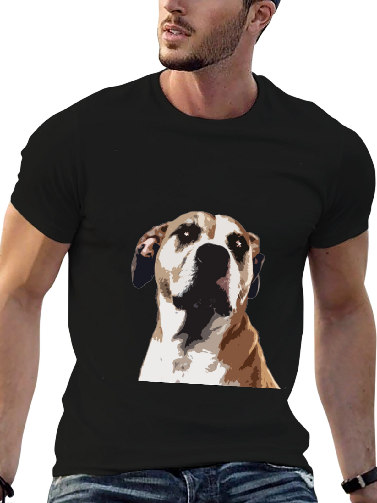 Dog Graphic Tee - Stylish Mens Black T-Shirt
