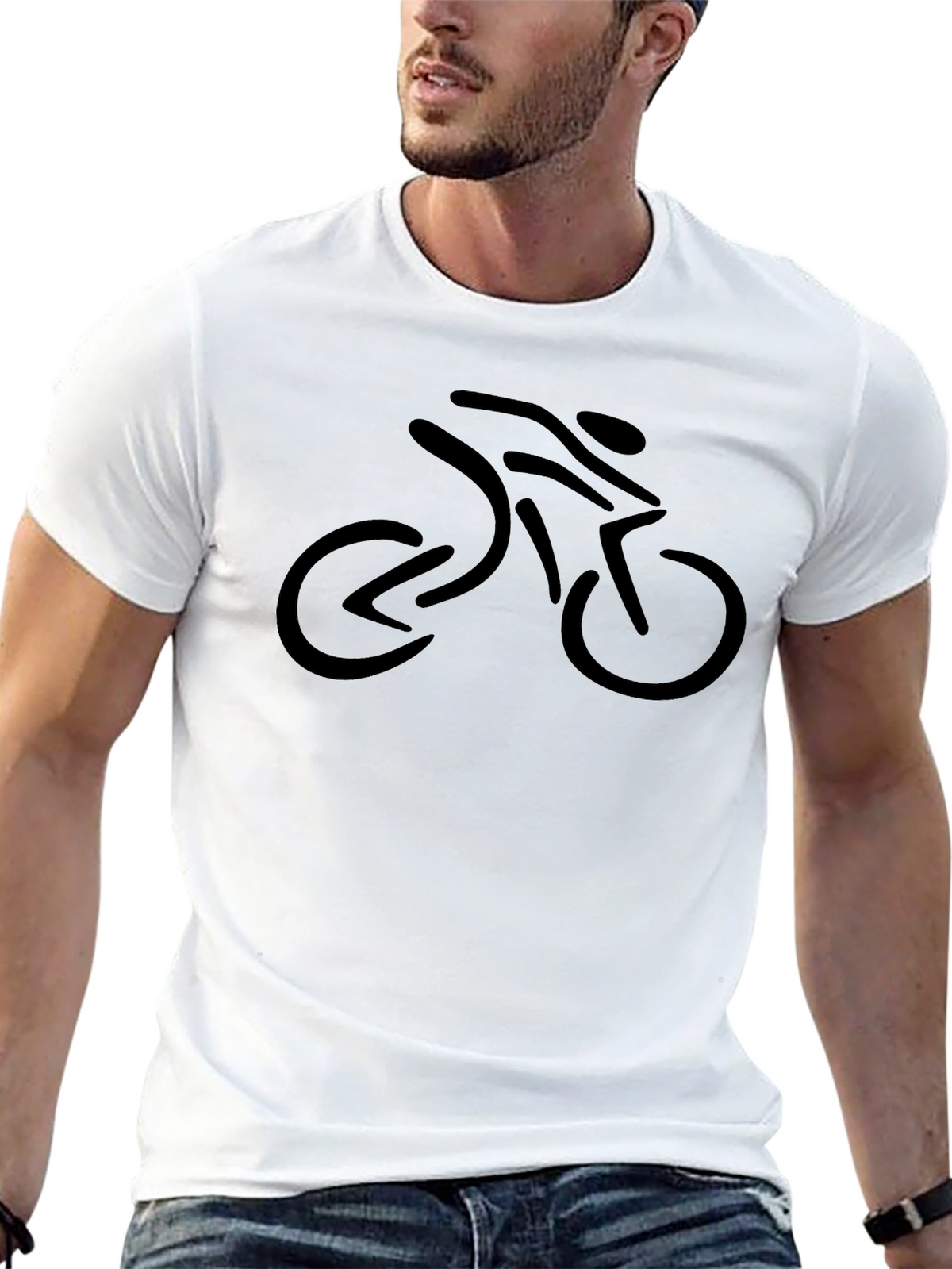 Cyclist Graphic Tee - Black Cotton Blend