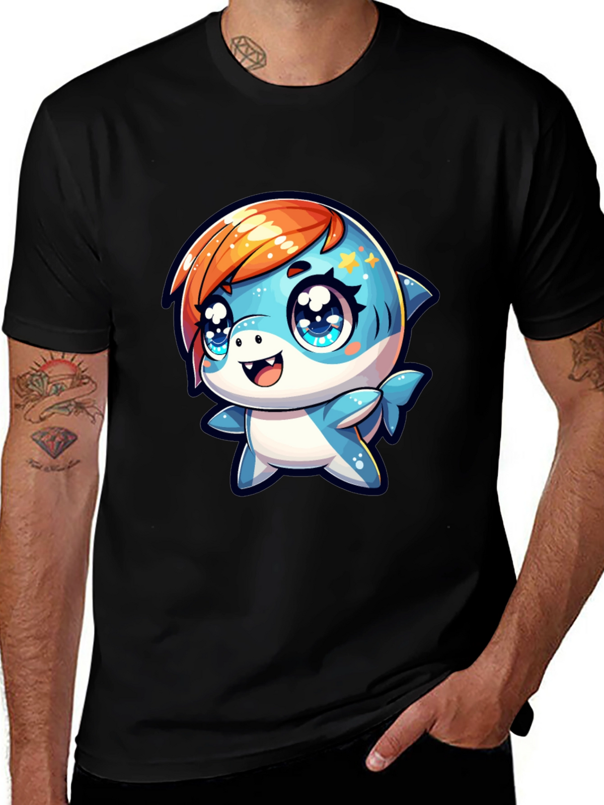 Cute Cartoon Shark Graphic T-Shirt