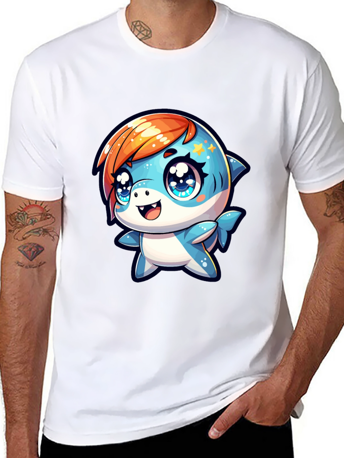 Cute Cartoon Shark Graphic T-Shirt