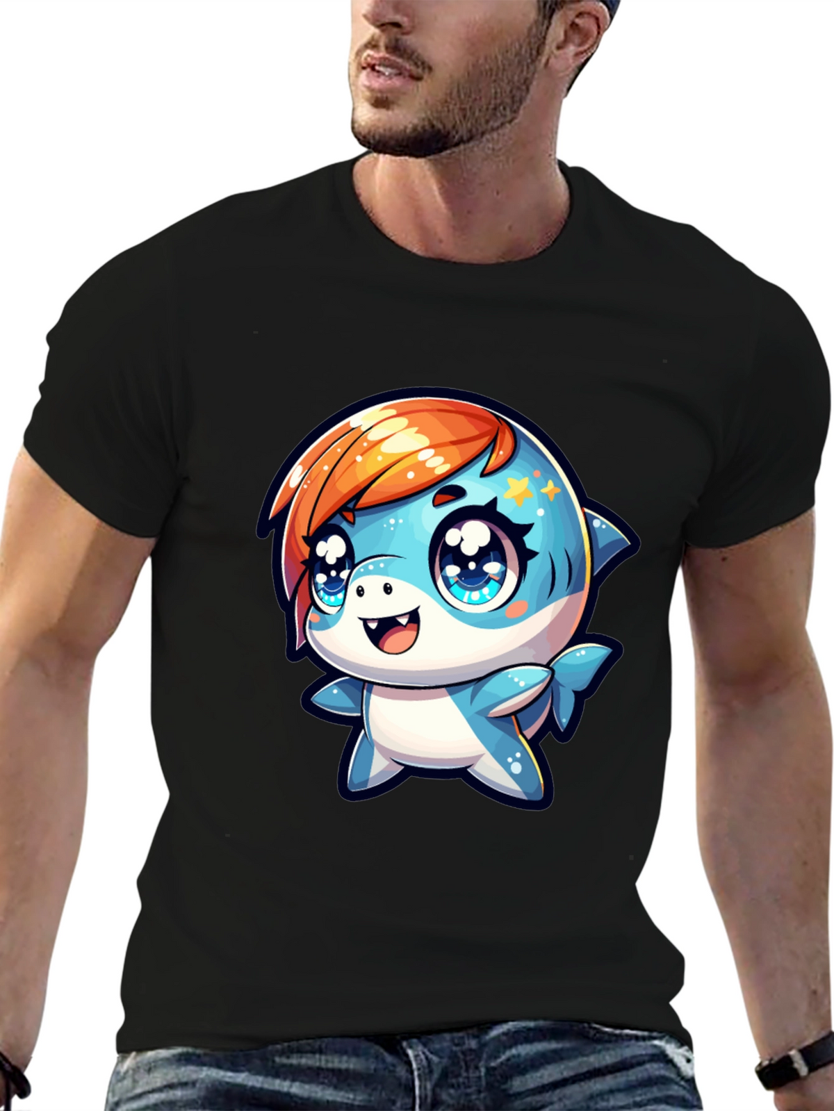 Cute Cartoon Shark Graphic T-Shirt