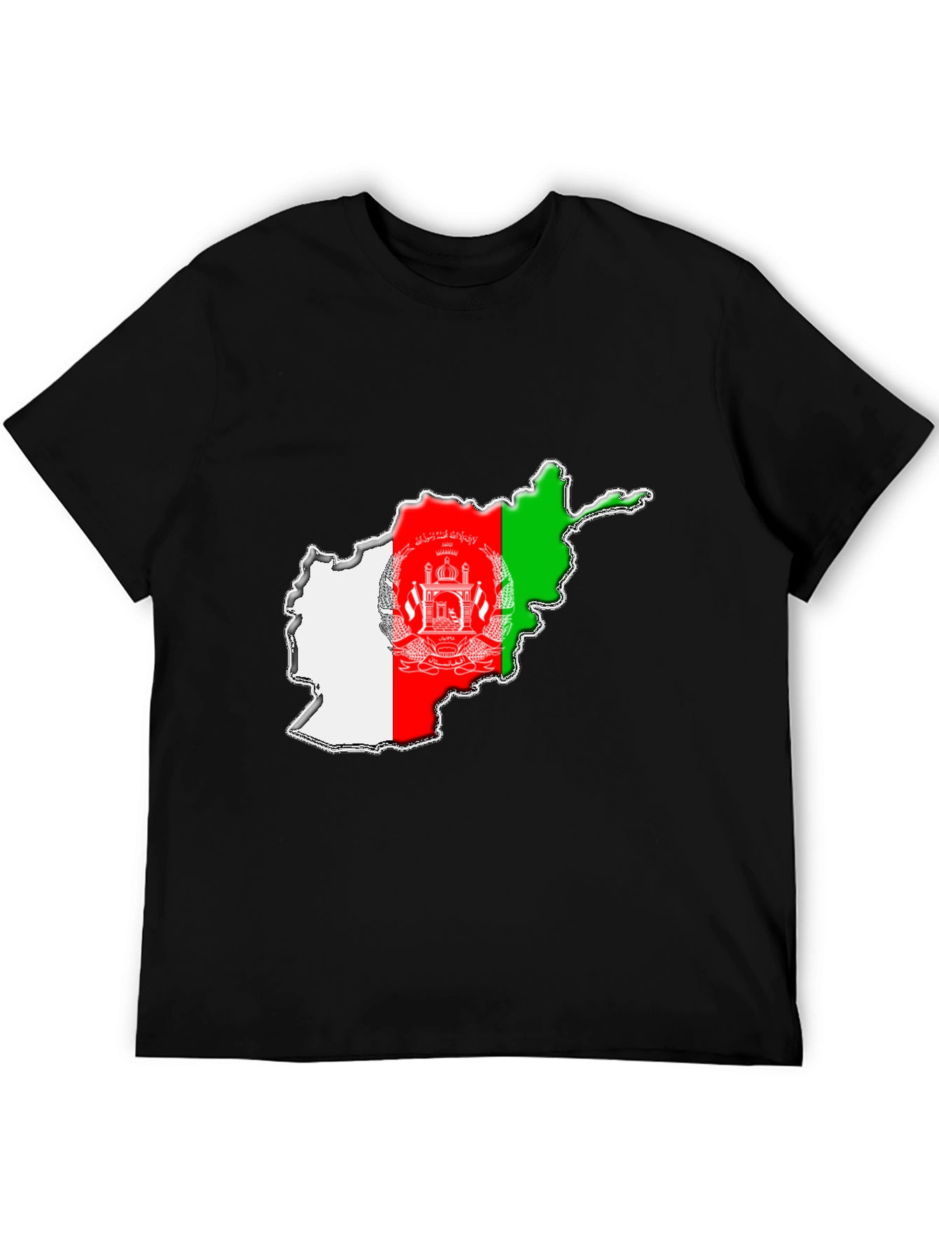 Afghanistan Flag Map T-Shirt - Black