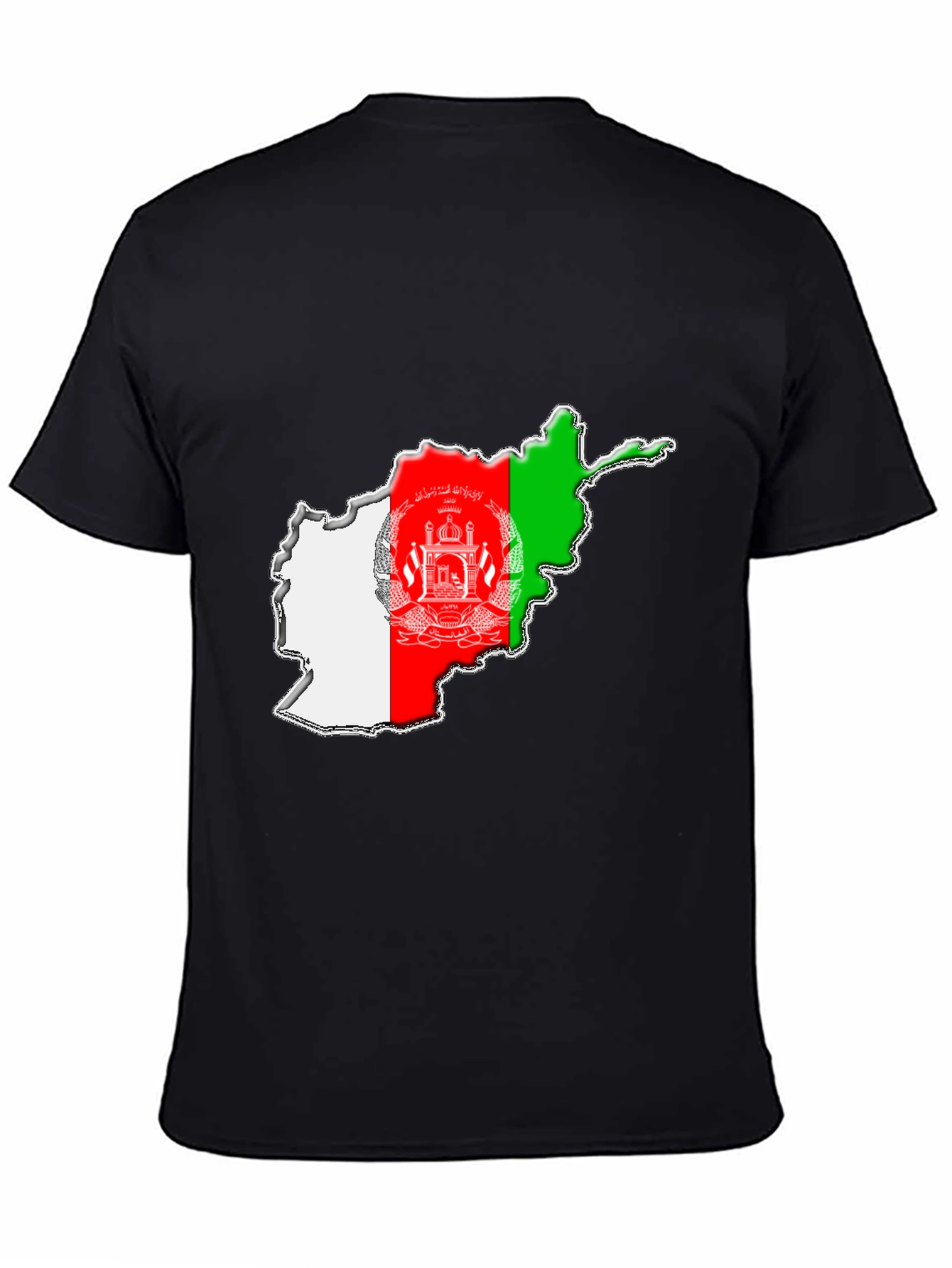 Afghanistan Flag Map T-Shirt - Black