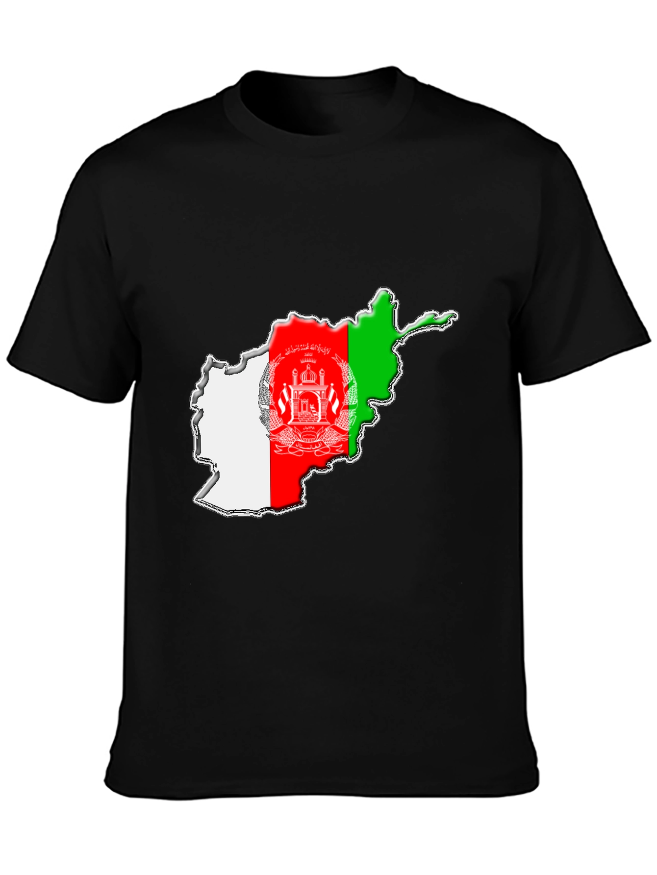 Afghanistan Flag Map T-Shirt - Black