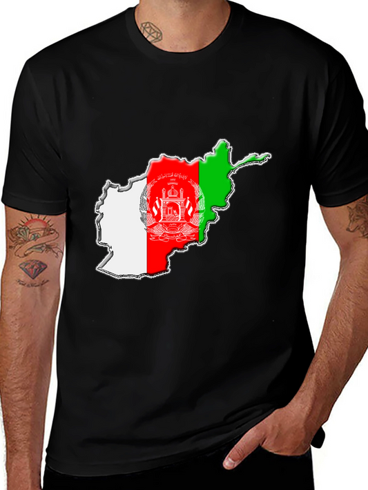 Afghanistan Flag Map T-Shirt - Black
