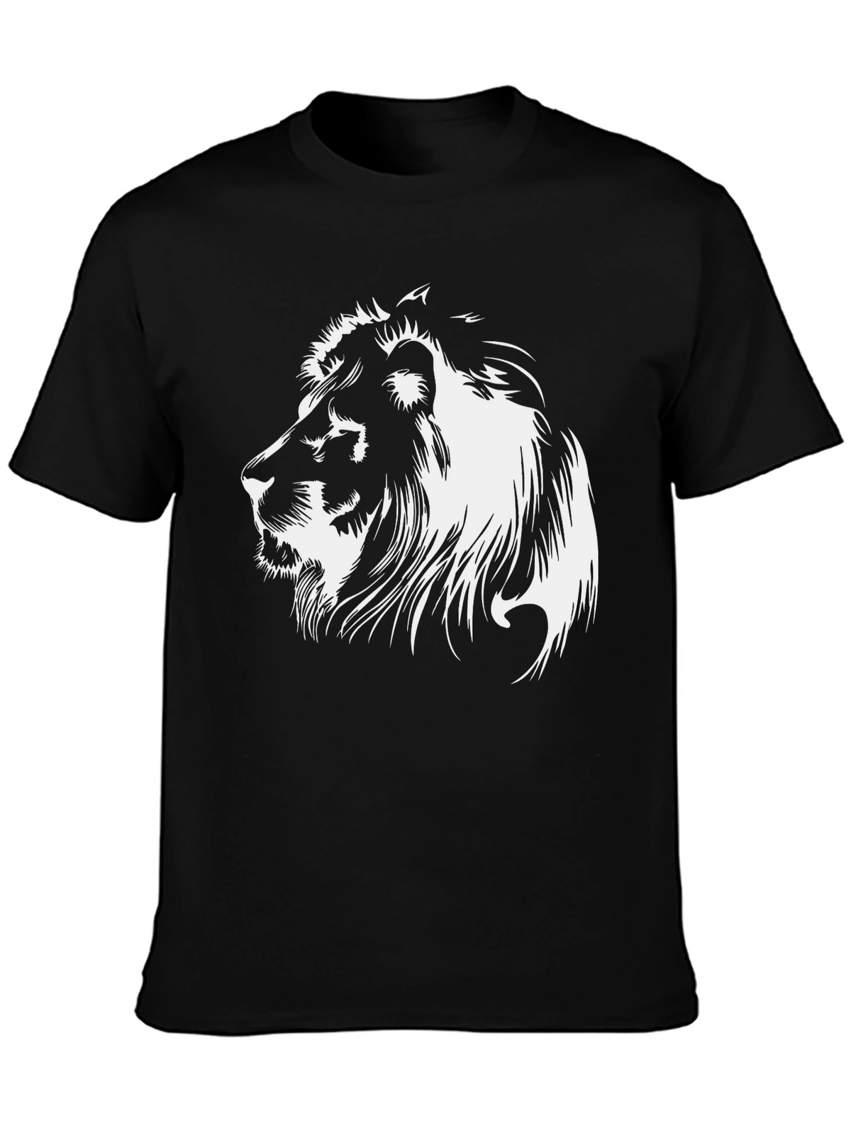 Lion Graphic Tee - Bold Black Cotton T-Shirt