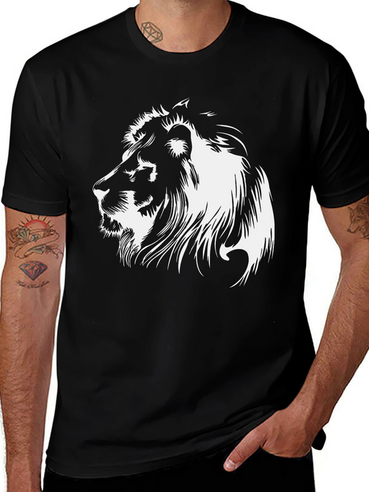Lion Graphic Tee - Bold Black Cotton T-Shirt