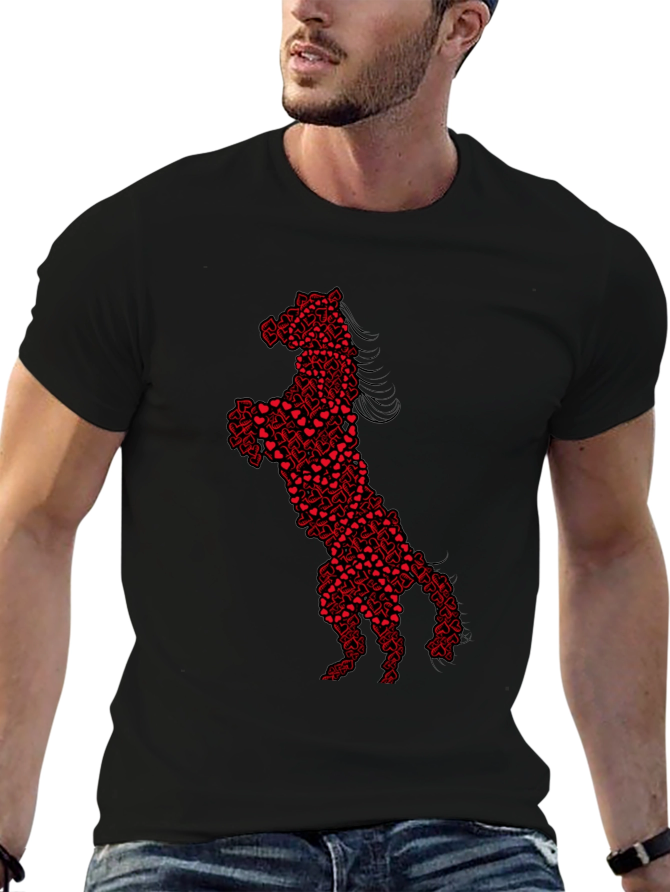 Heart Horse Graphic Tee - Black