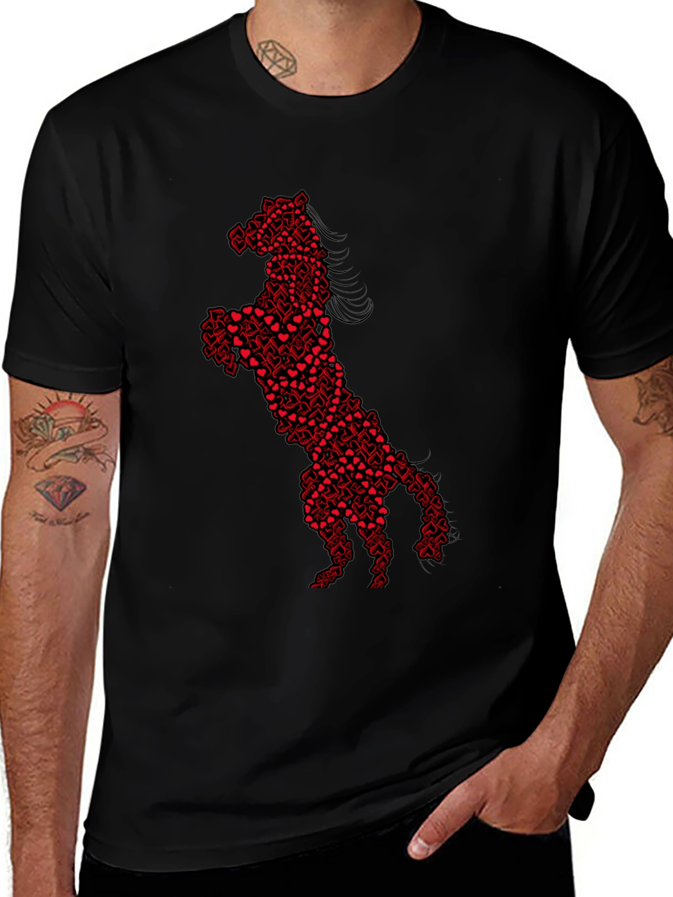 Heart Horse Graphic Tee - Black