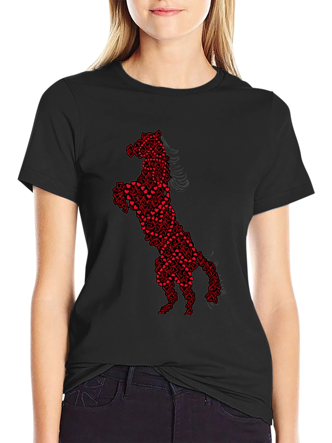 Heart Horse Graphic Tee - Black