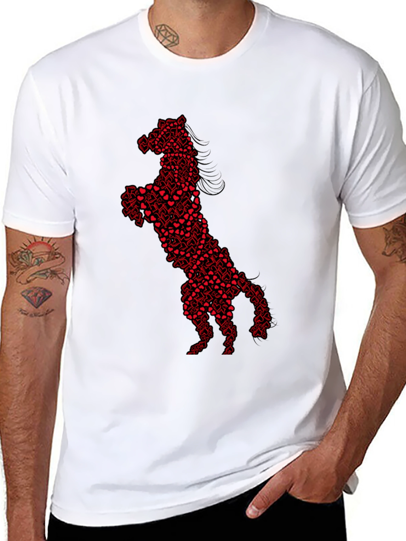 Heart Horse Graphic Tee - Black