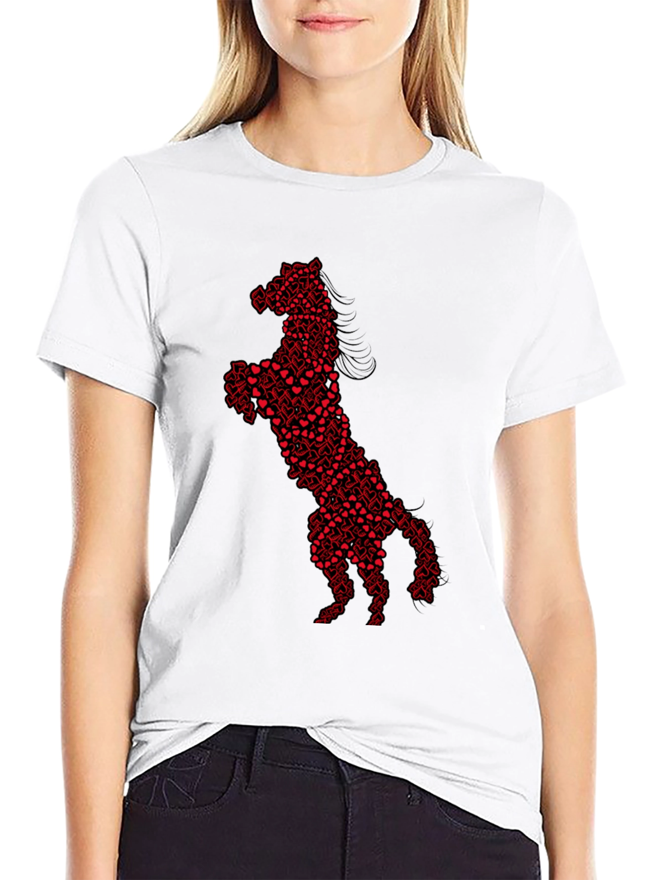 Heart Horse Graphic Tee - Black