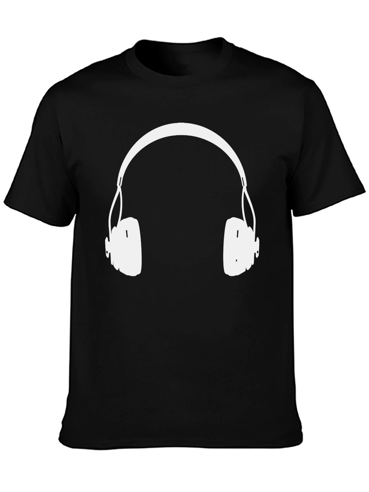 Headphones Graphic Tee - Black Cotton Blend