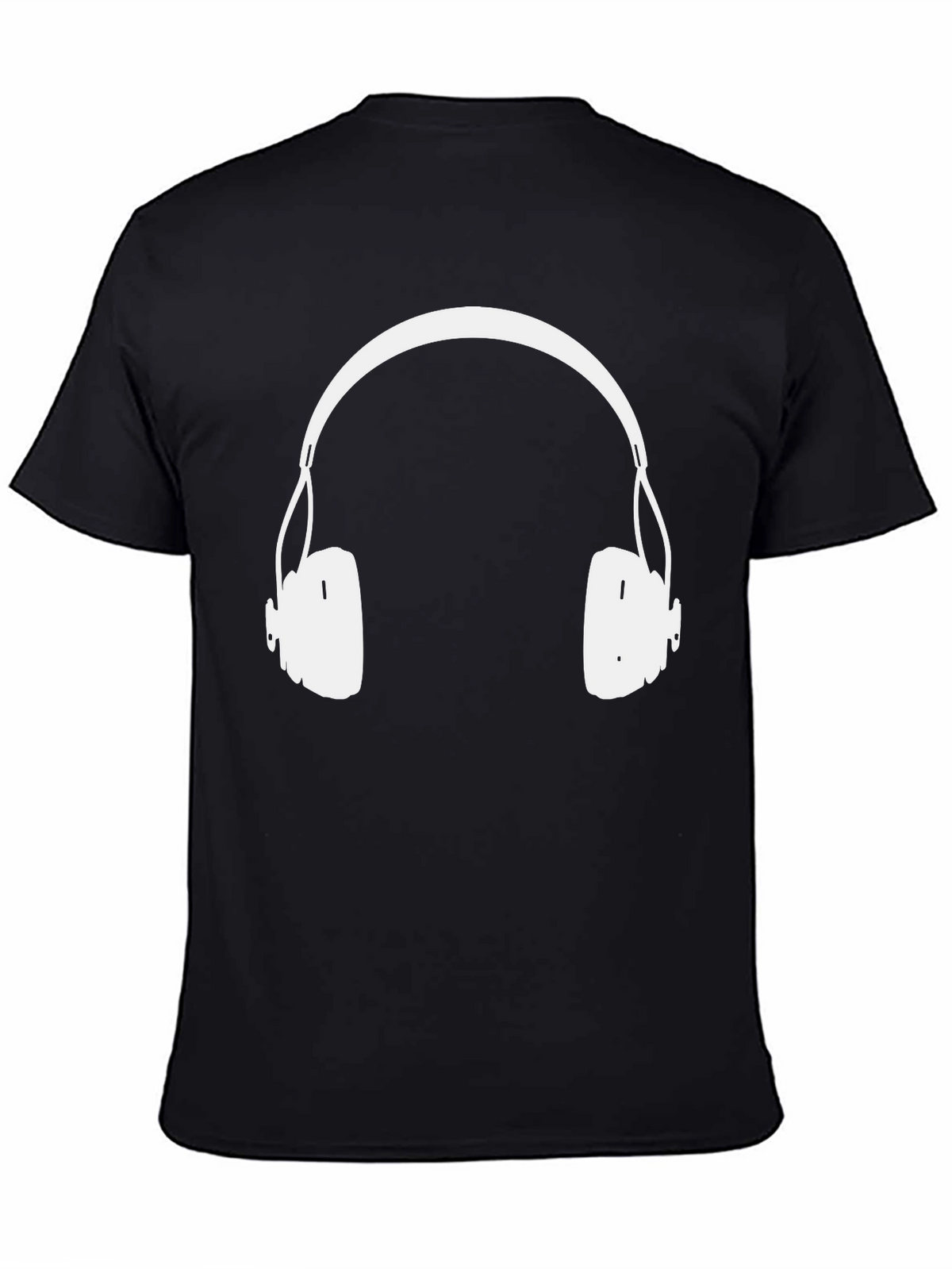 Headphones Graphic Tee - Black Cotton Blend