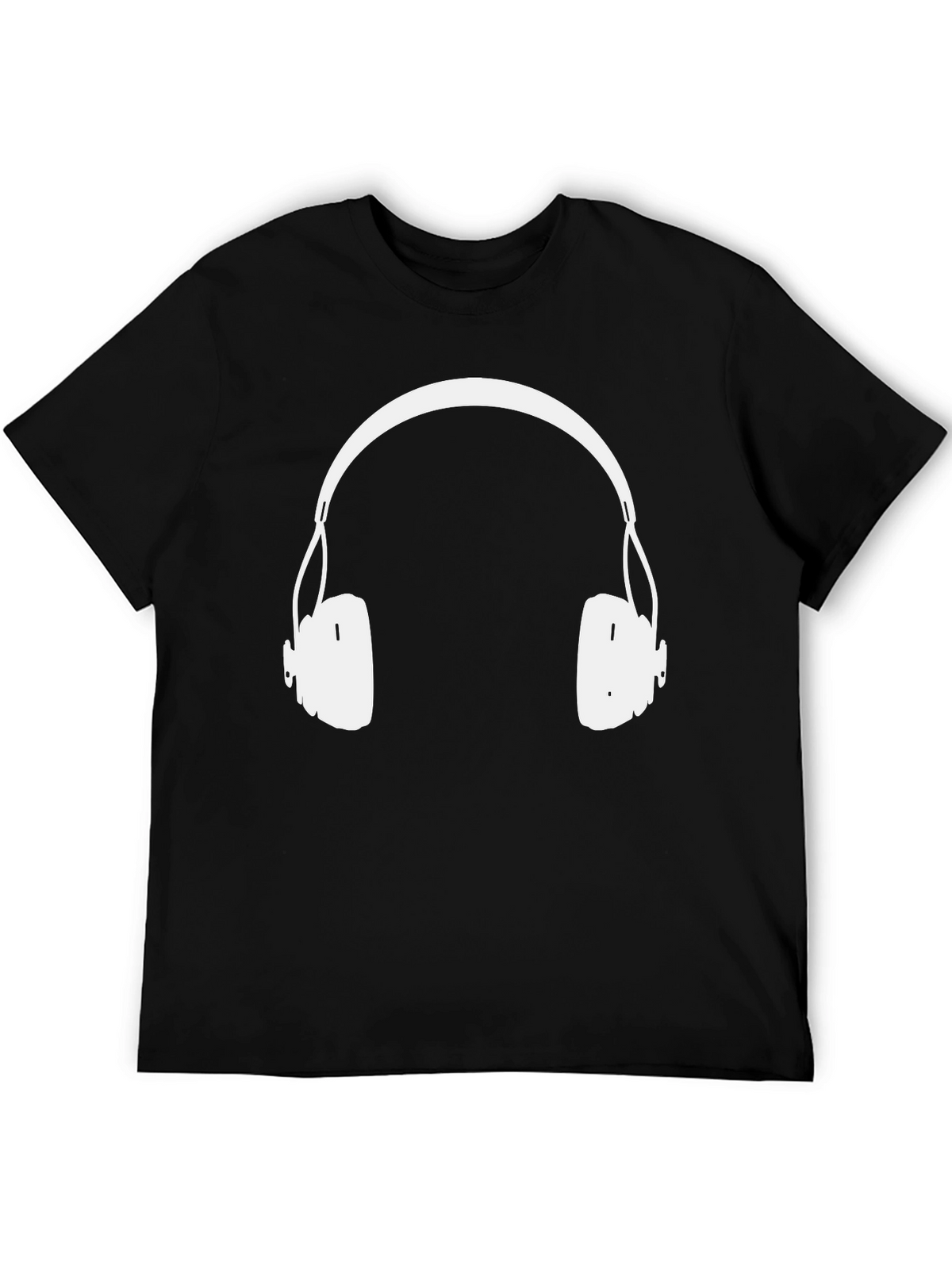 Headphones Graphic Tee - Black Cotton Blend