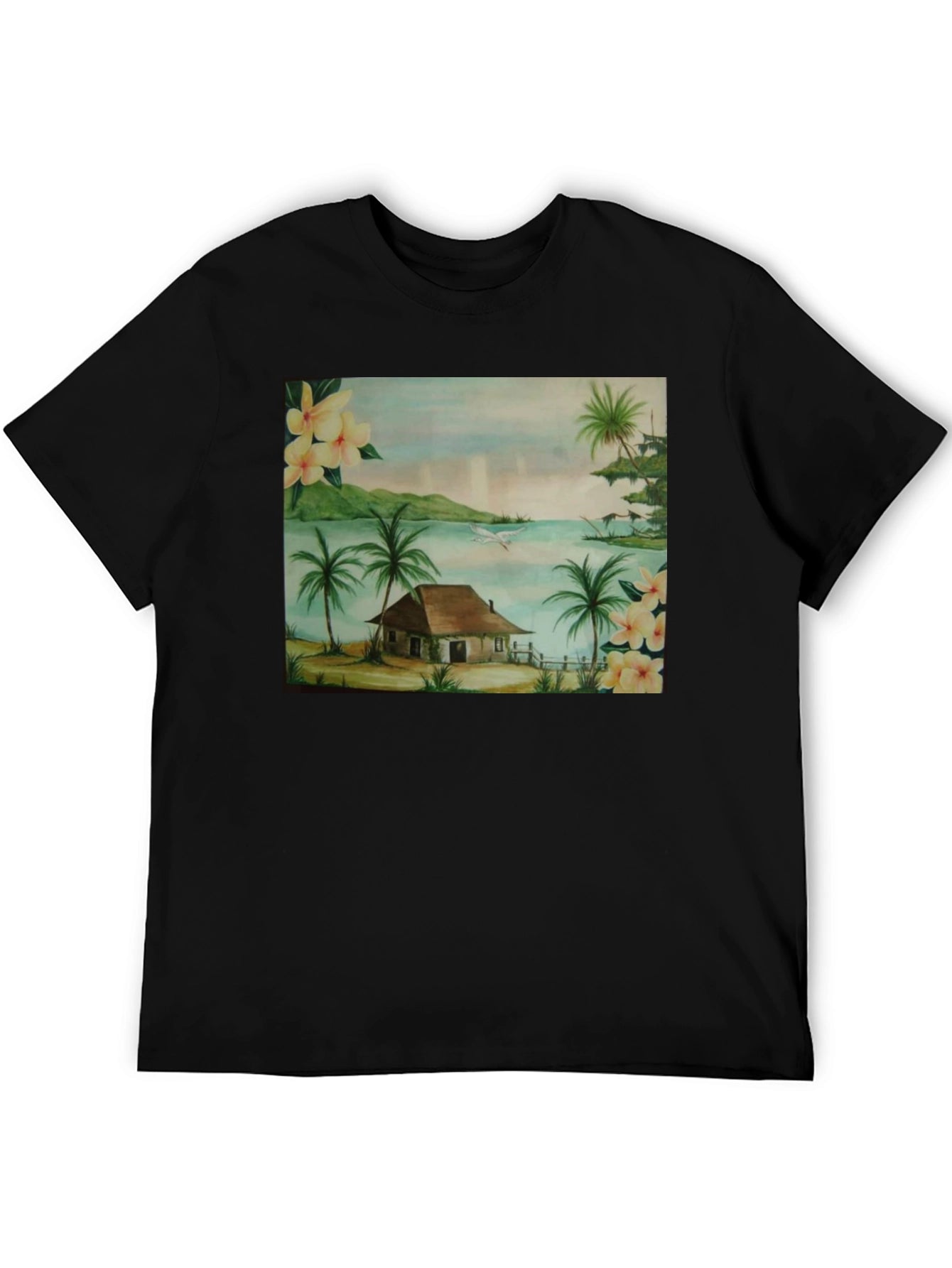 Tropical Beach Hut Graphic T-Shirt