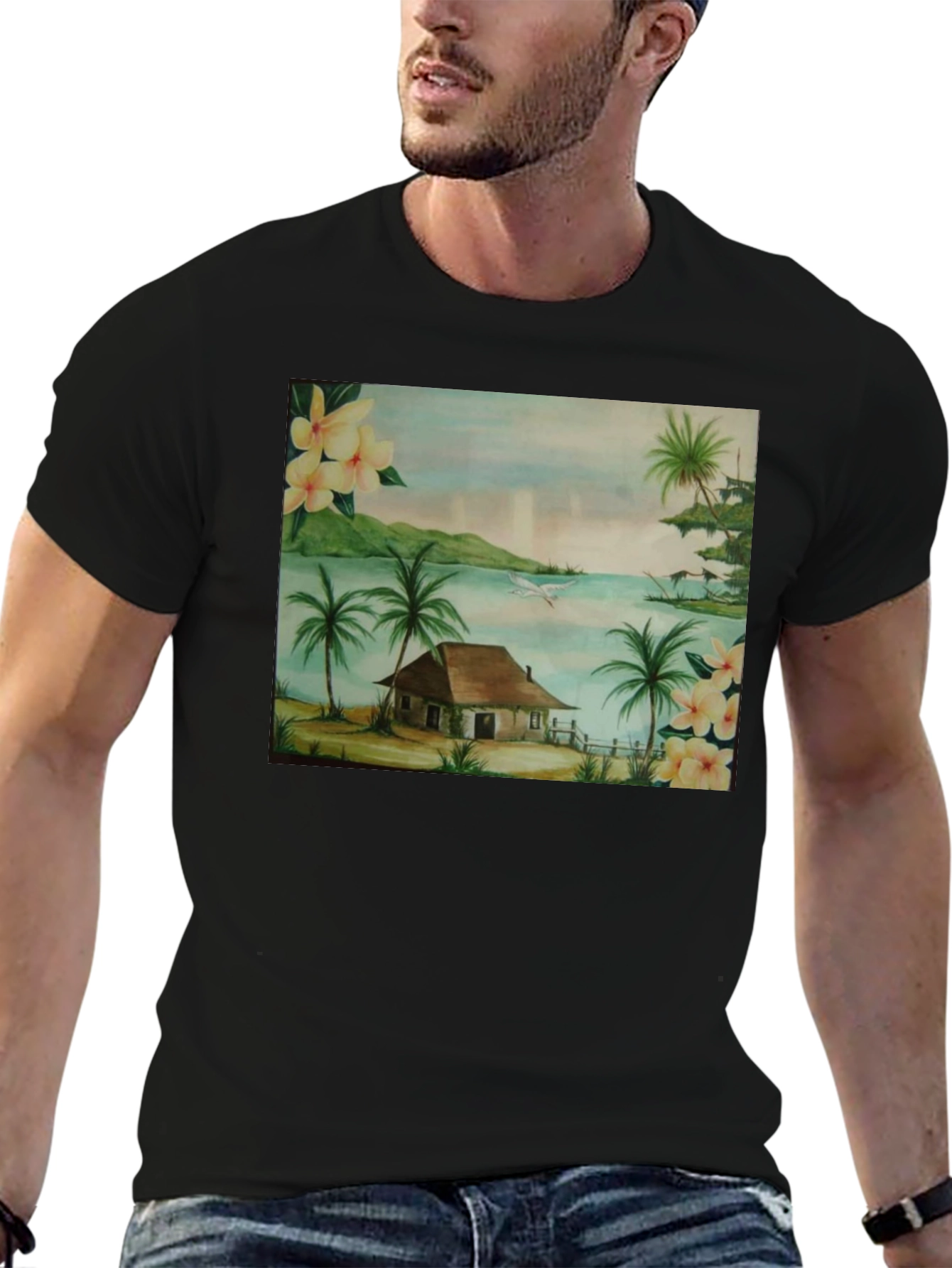 Tropical Beach Hut Graphic T-Shirt