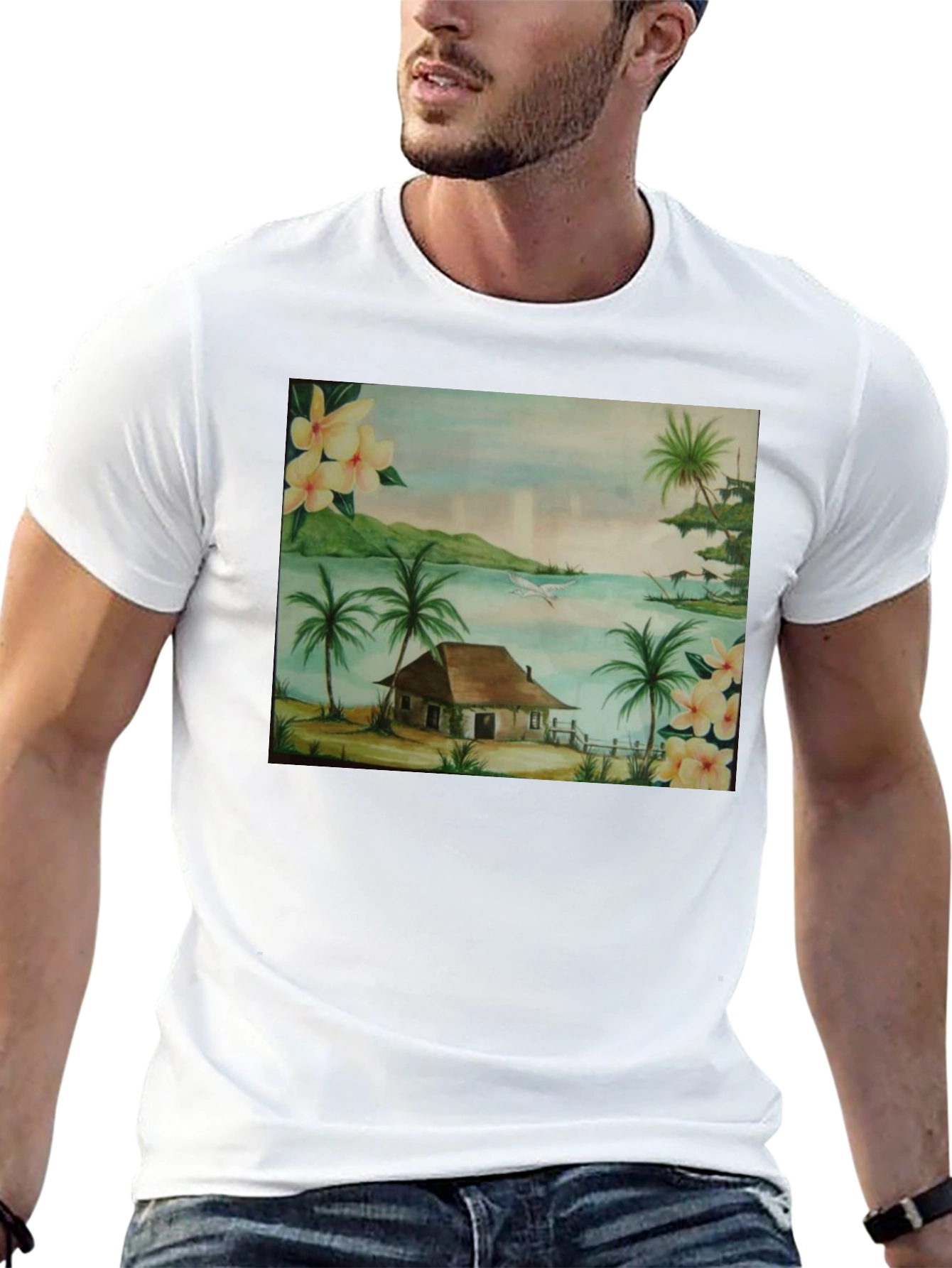 Tropical Beach Hut Graphic T-Shirt