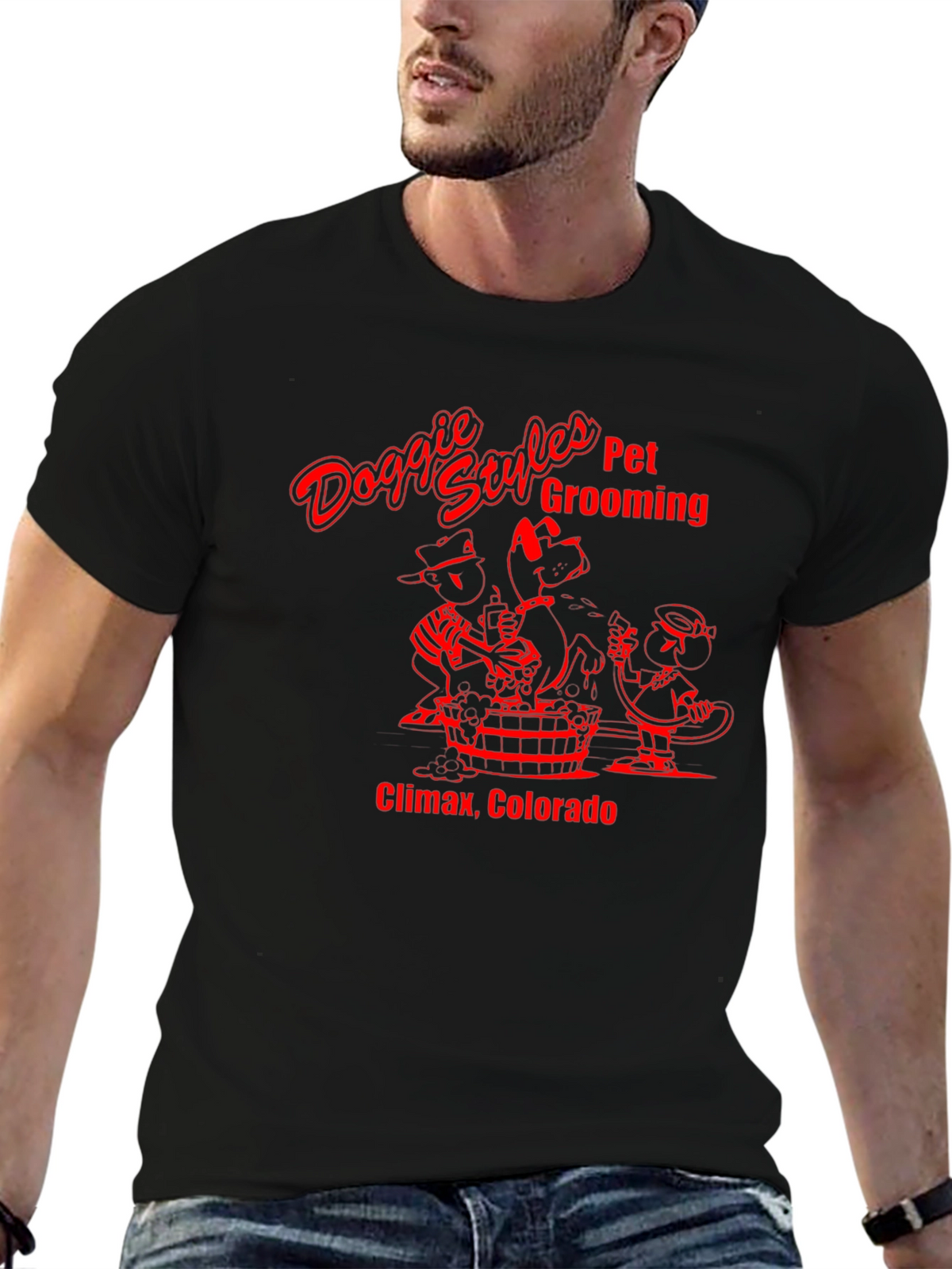 Doggie Styles Pet Grooming Black T-Shirt