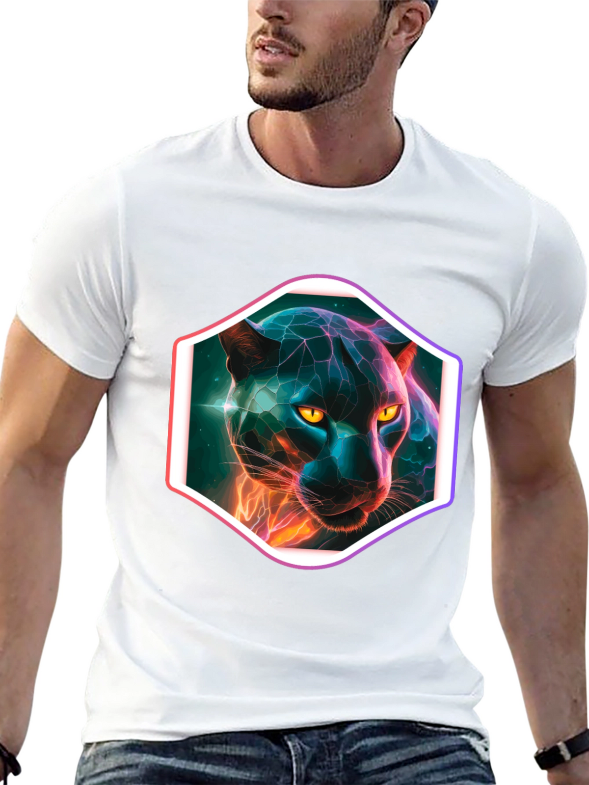 Neon Panther Graphic T-Shirt