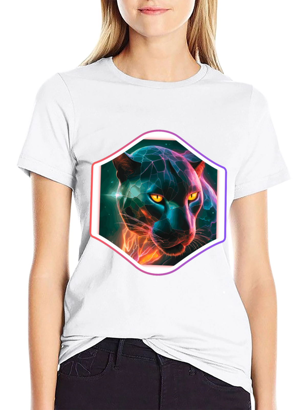 Neon Panther Graphic T-Shirt