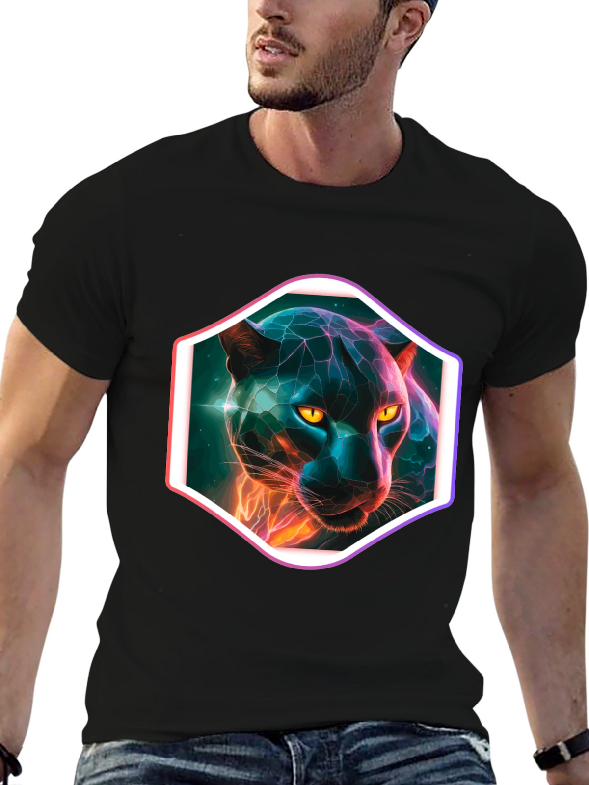 Neon Panther Graphic T-Shirt