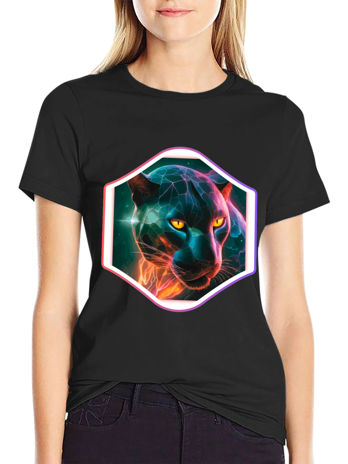 Neon Panther Graphic T-Shirt