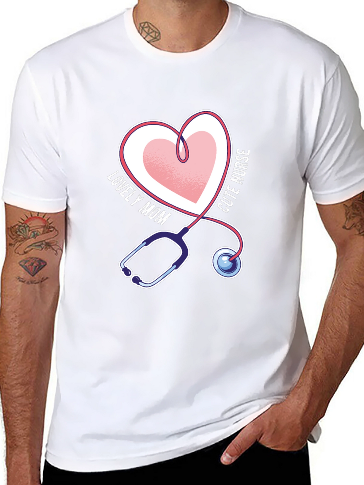Lovely Mom Cute Nurse Stethoscope Heart T-Shirt