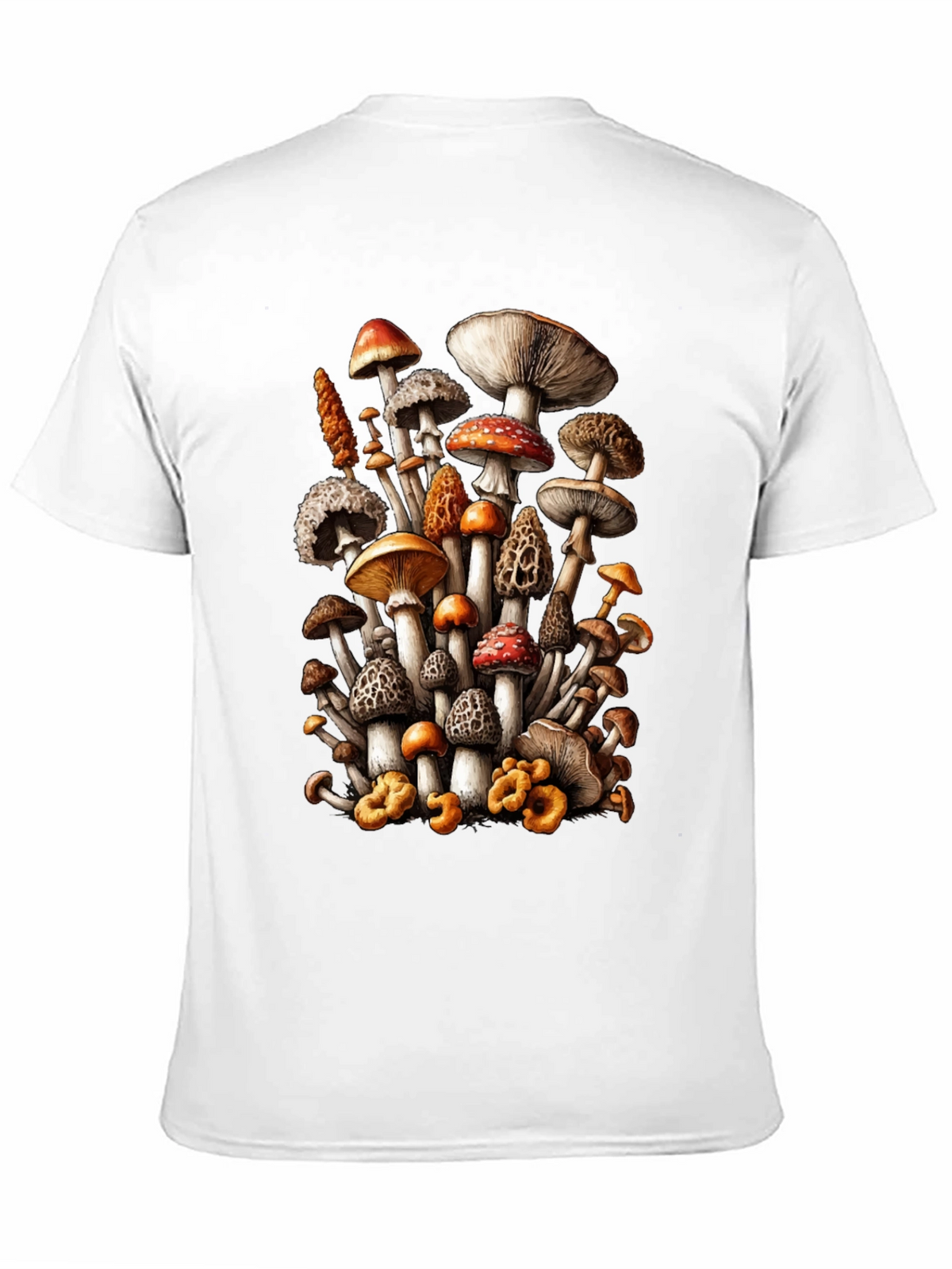 Mushroom Print Black T-Shirt