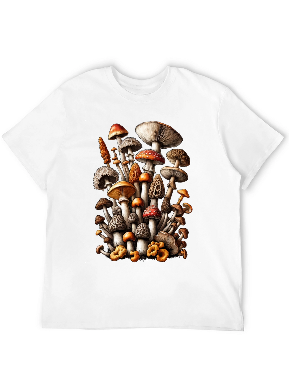 Mushroom Print Black T-Shirt