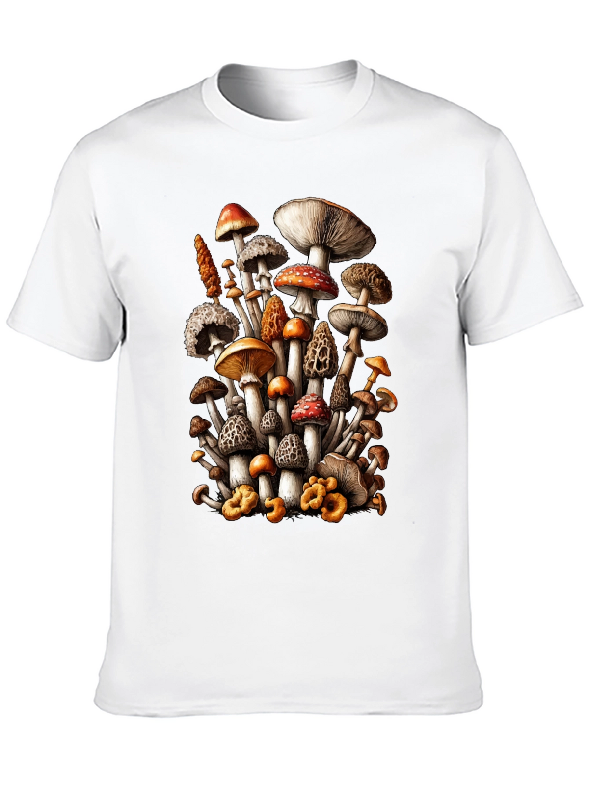Mushroom Print Black T-Shirt