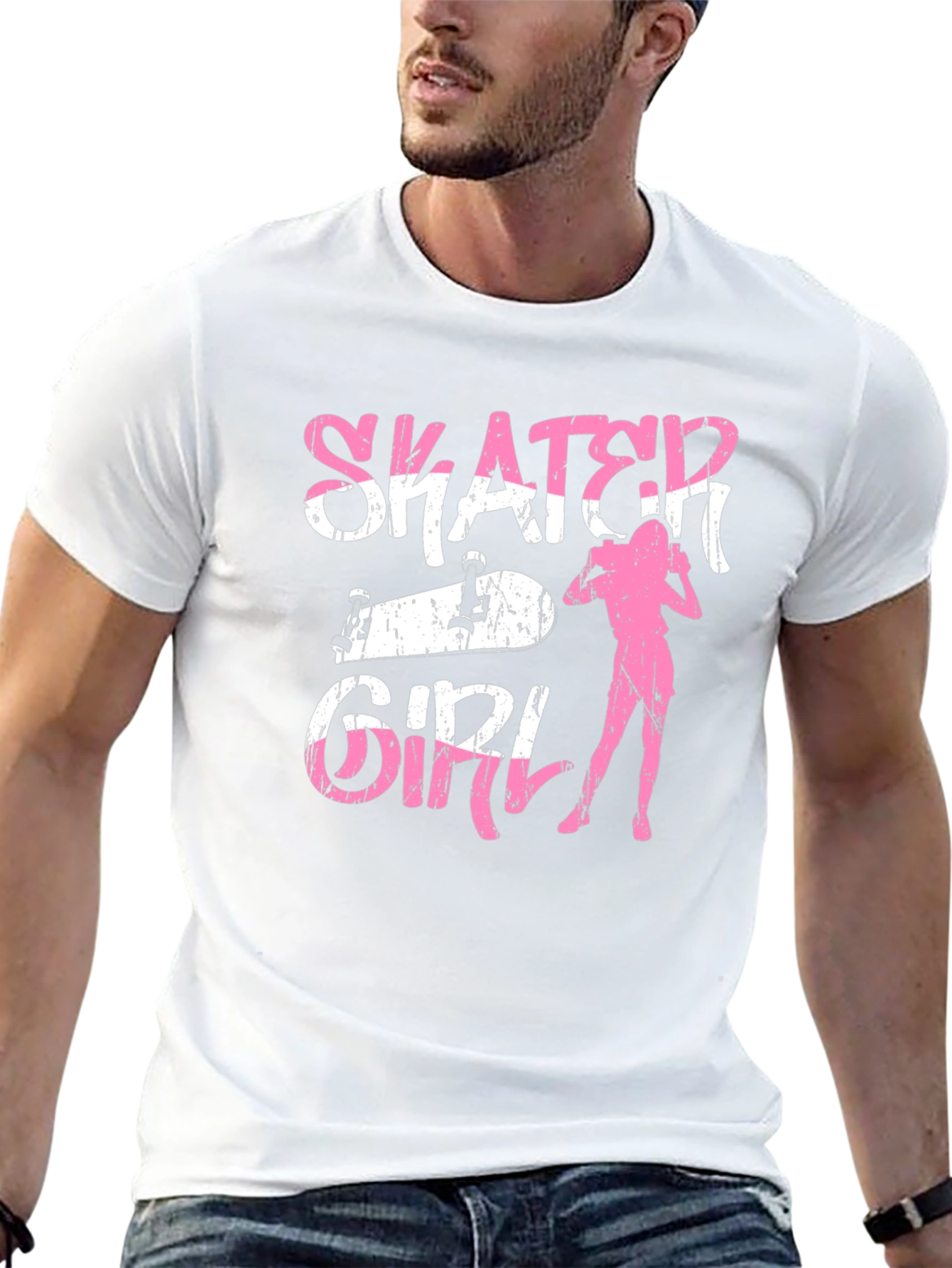 Skater Girl Graphic Tee - Black Cotton T-Shirt