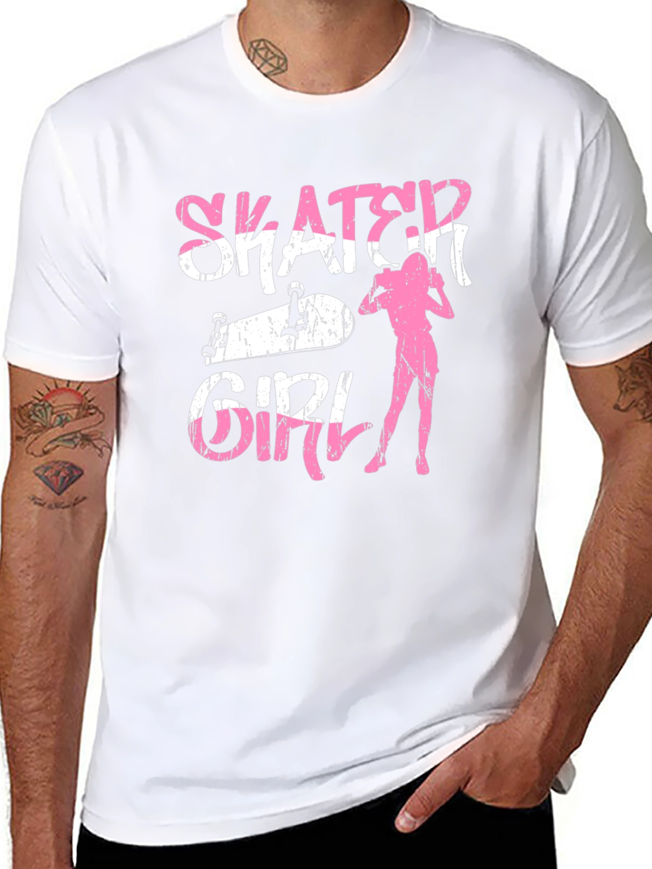 Skater Girl Graphic Tee - Black Cotton T-Shirt