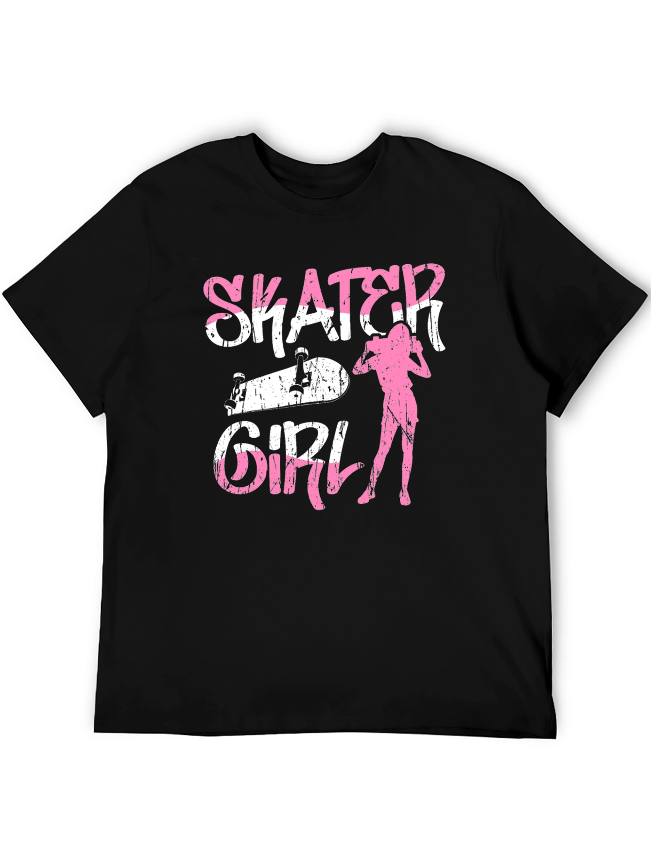 Skater Girl Graphic Tee - Black Cotton T-Shirt